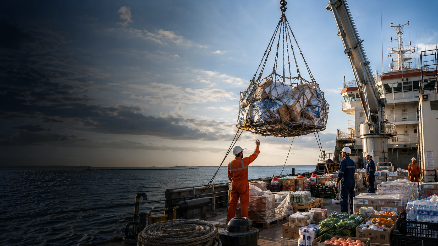Interseas cargo loading operation at Suez Canal